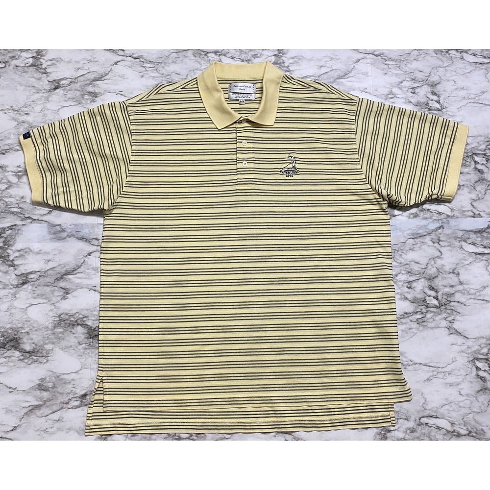 IZOD Club "Pinehurst Collection"1895 Men's Polo Shirt XL Yellow Black Striped